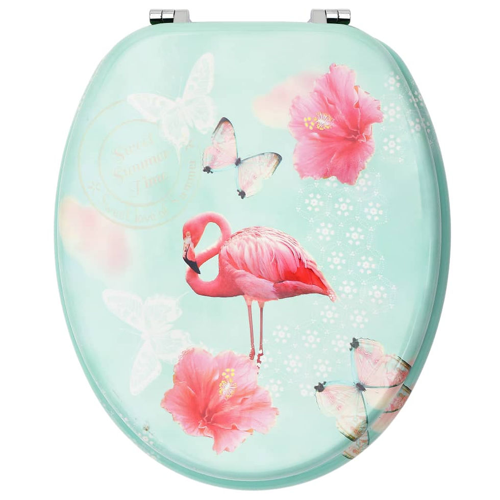 Thumbnail: Toilet Seat with Lid MDF Flamingo Design