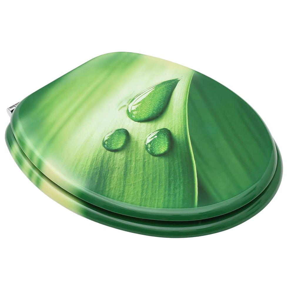 Thumbnail: Toilet Seats with Lid 2 pcs MDF Green Water Drop Design