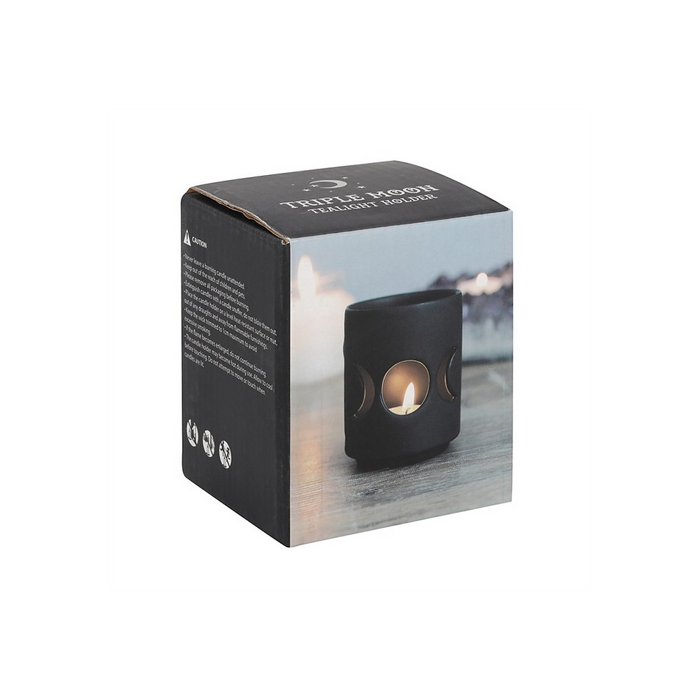 Thumbnail: Small Black Triple Moon Cut Out Tealight Holder