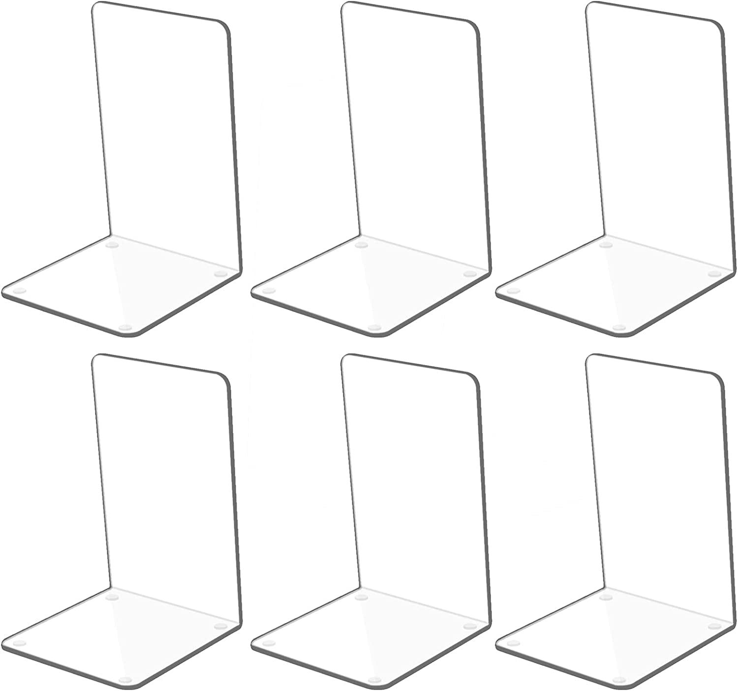 Acrylic Bookends Clear Book ends, Plastic Non-Slip Bookend Bedroom