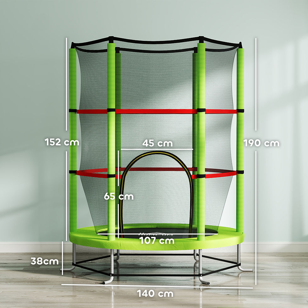 Thumbnail: Kids Mini Trampoline with Safety Enclosure – Green