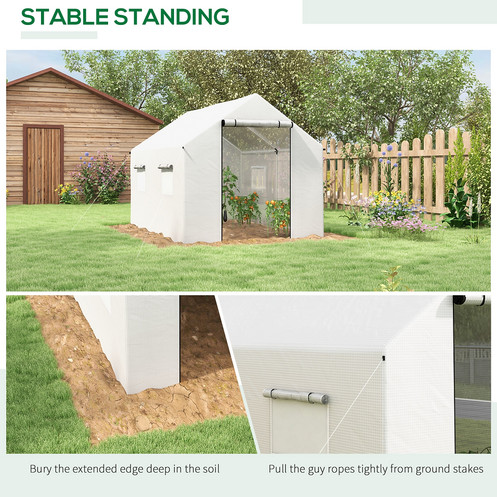 Thumbnail: Tunnel Greenhouse with UV-Resistant PE Cover, Wide Door, 2 x 3m, White