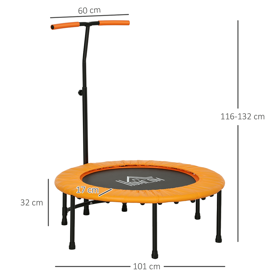 Thumbnail: 40 Inch Mini Fitness Trampoline Rebounder with Handle – Orange