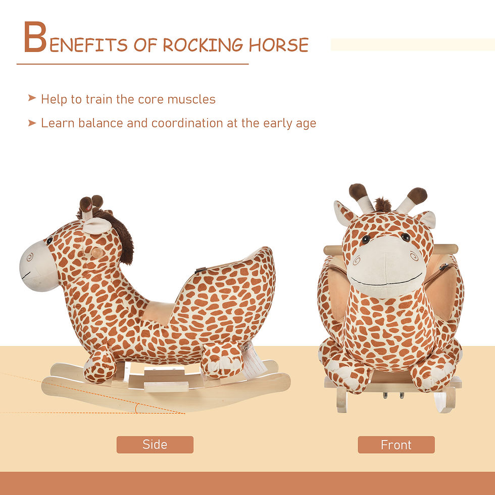 Thumbnail: Baby Rocking Horse Kids Ride on Giraffe Plush Toy W/ 32 Song Seat Belt