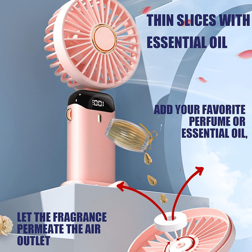 Thumbnail: Handheld Mini Fan USB Rechargeable – Strong Wind Portable Fan with 180° Adjus...