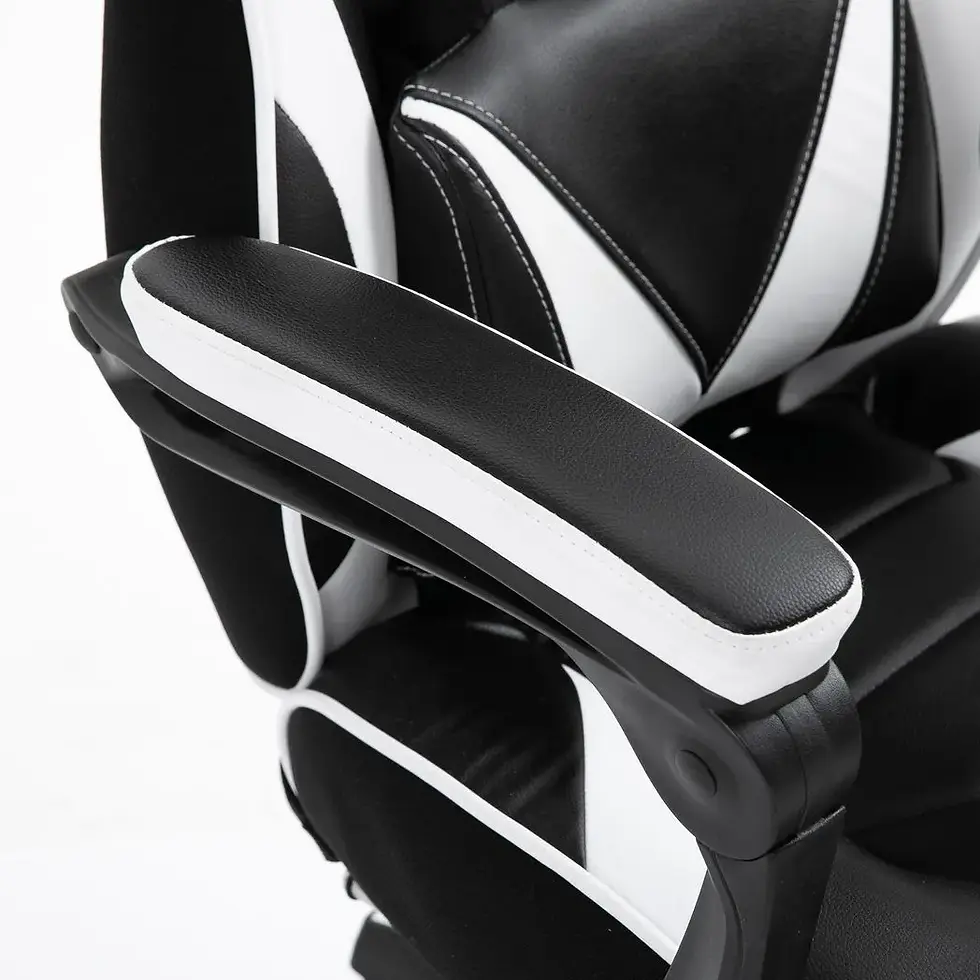 Thumbnail: Gaming Chair Ergonomic Reclining w/ Manual Footrest Wheels Stylish Office White