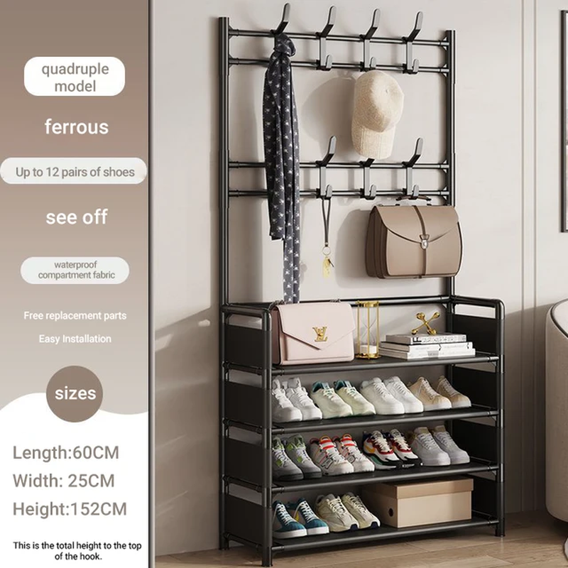 Thumbnail: Dustproof Storage Cabinet Shoes Multifunctional Household  Clothes Rack Hanging