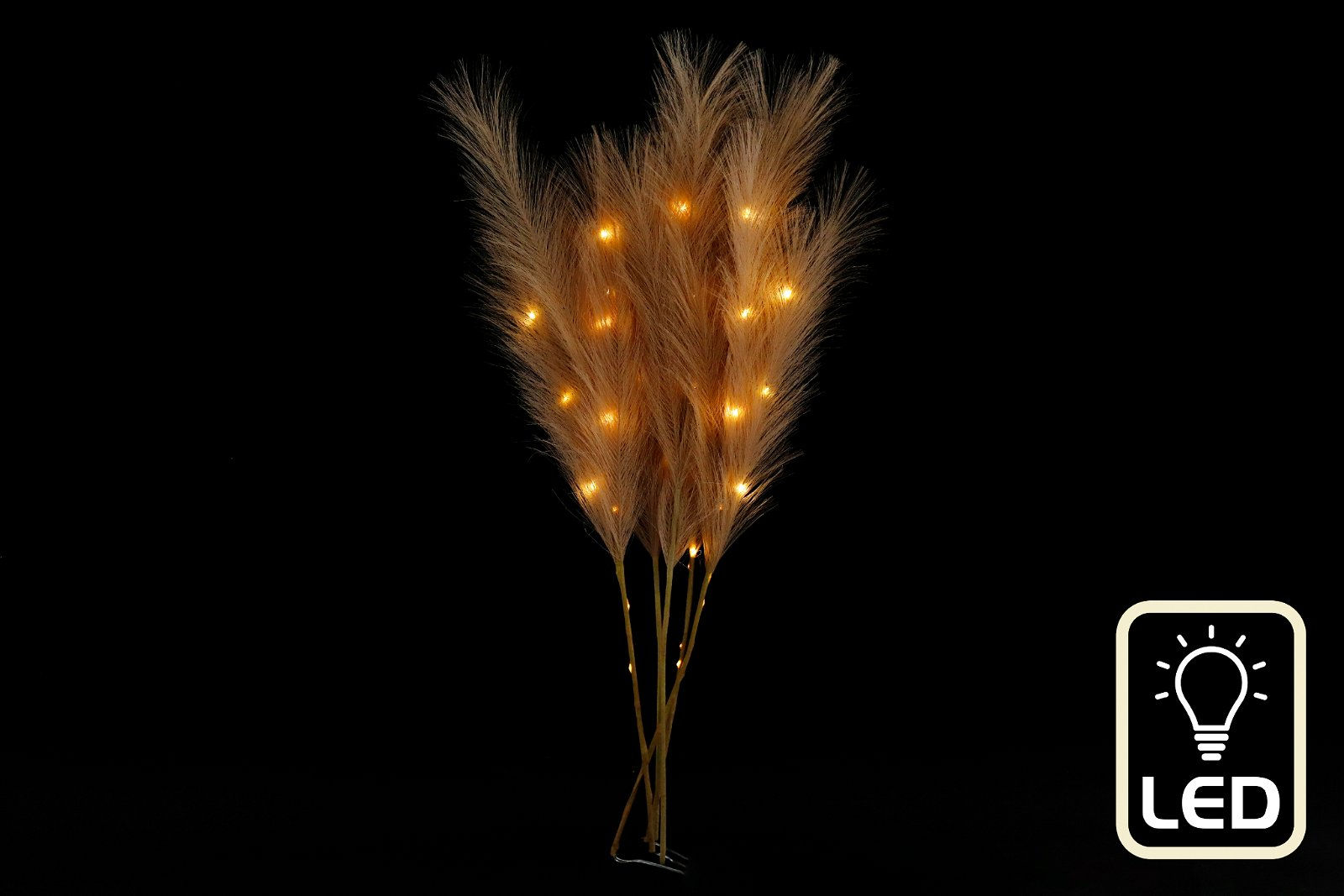 Set of Five Brown Led Pampas Grass Stems Shipping furniture UK