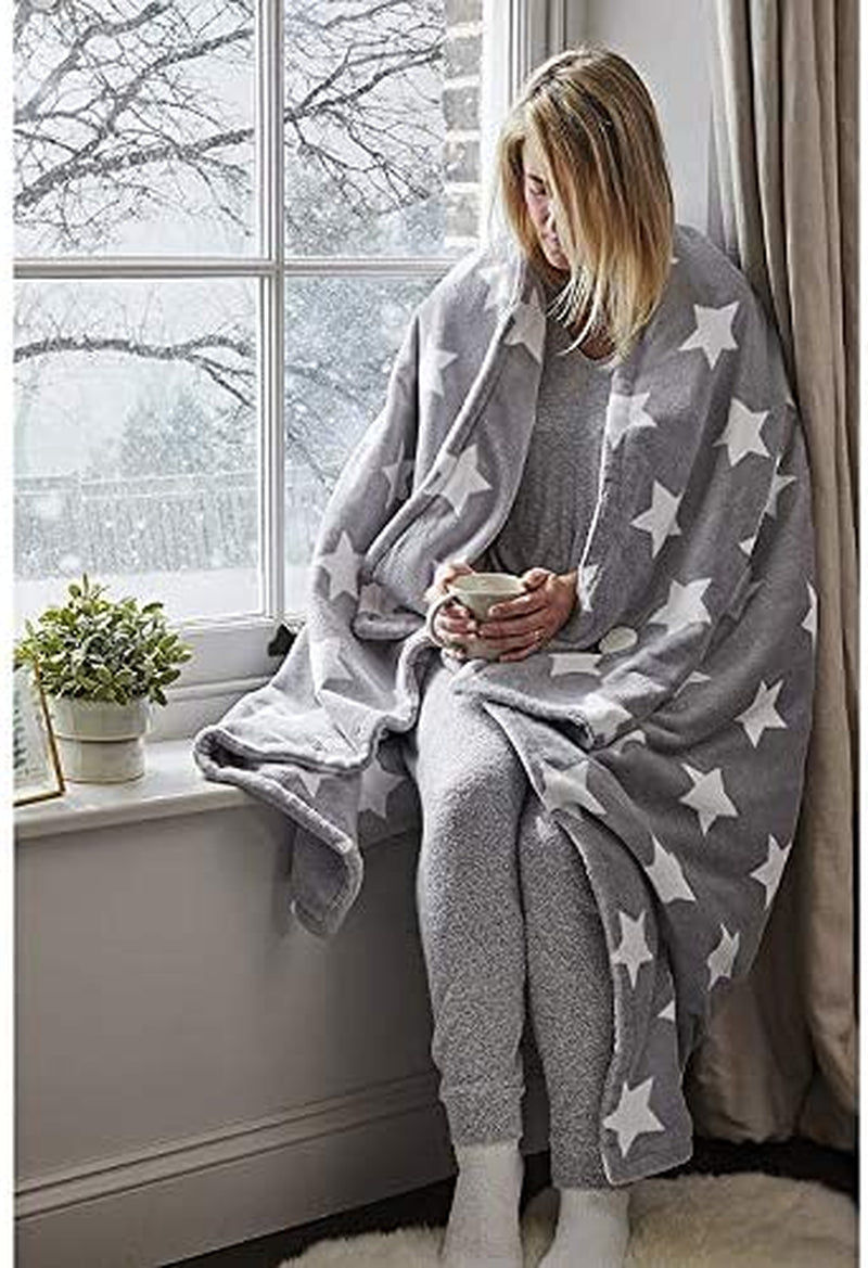 Thumbnail: Electric Blanket Star Heated Throw Machine Washable 3 Heat Settings 180 x 130 cm