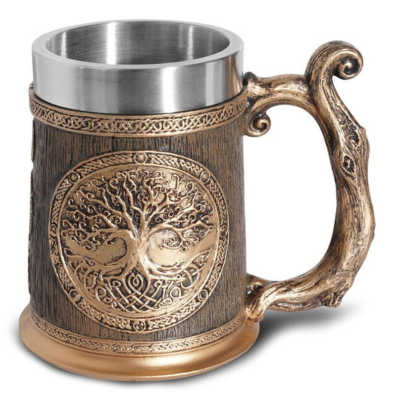 Thumbnail: Norse Mythology Beer Mugs World Tree Viking Warrior Oak Barrel Resin Stein Tanka