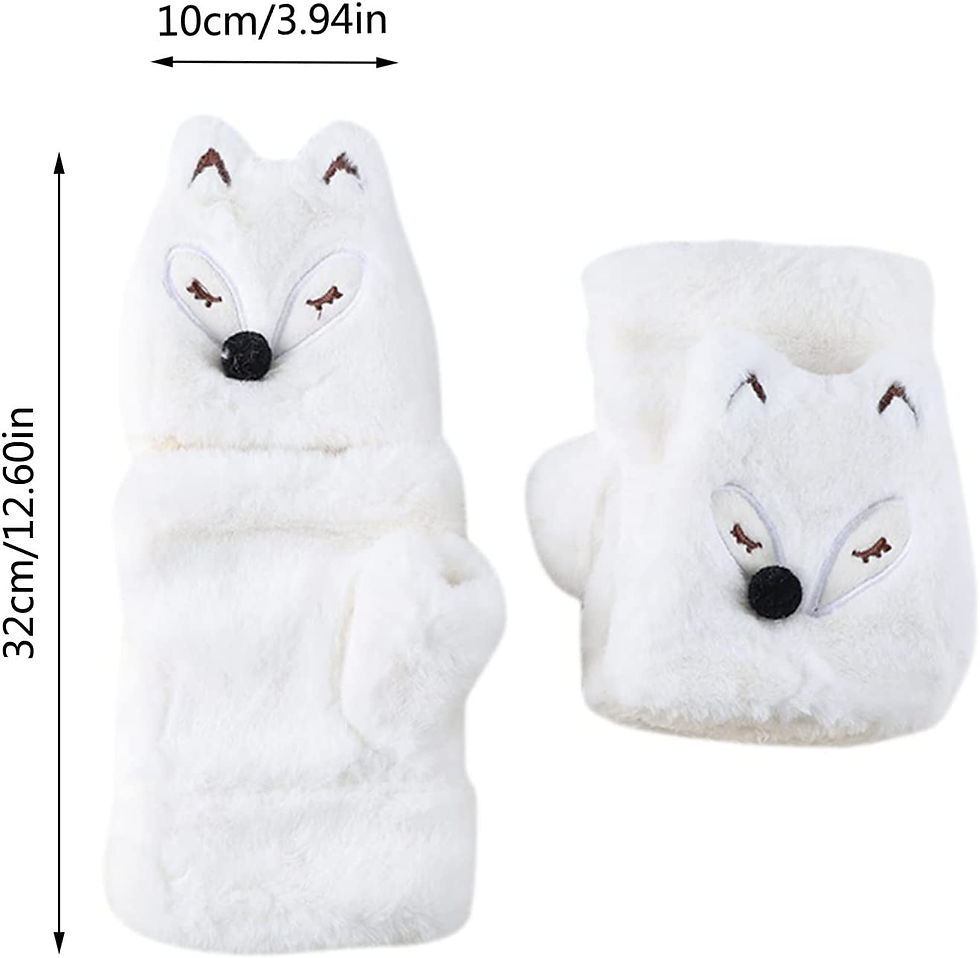 Thumbnail: Womens Fox Gloves Winter Plush FauxFur Cute Mitten Women Mittens