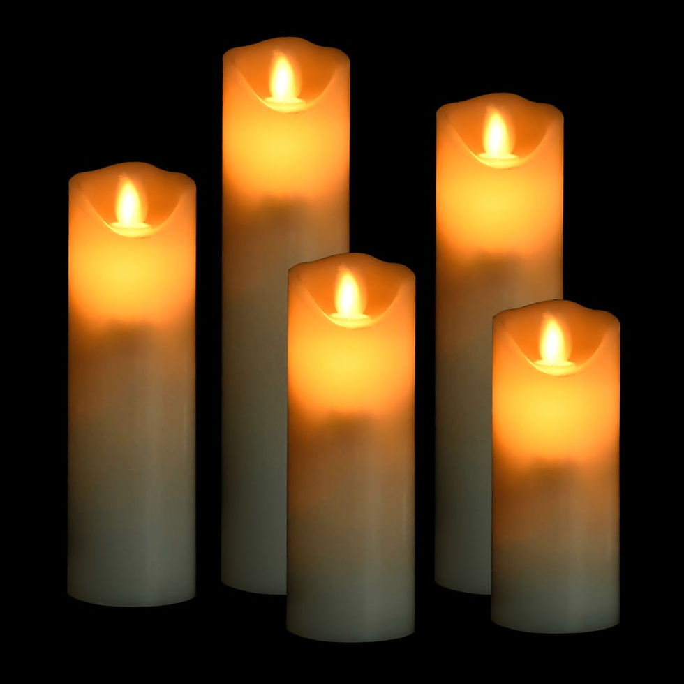 Thumbnail: 5 Piece Electric LED Candle Set with Remote Control Warm White & Colourful