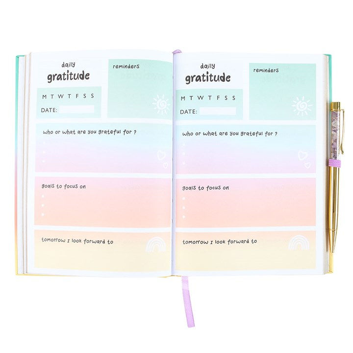 Thumbnail: Multicoloured Gratitude Journal with Amethyst Pen