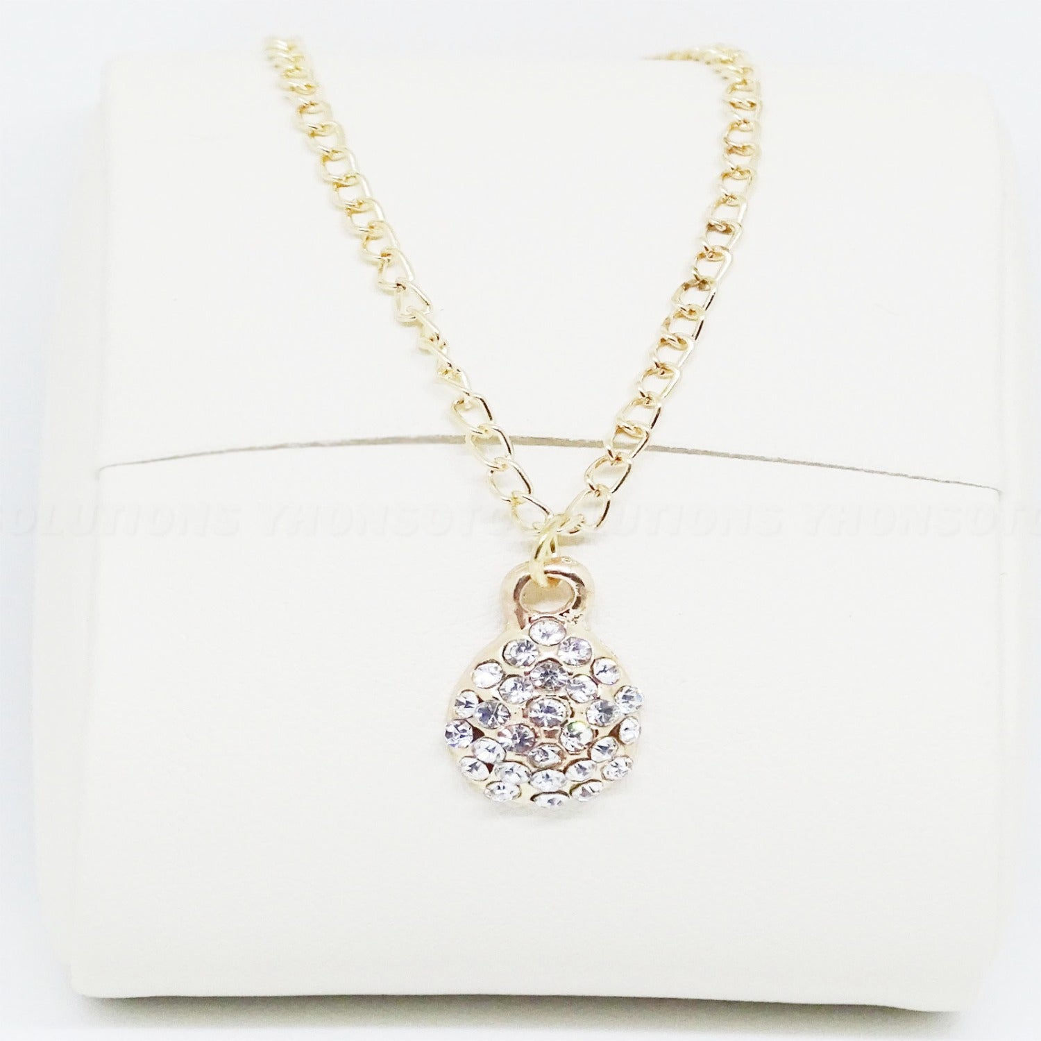 Gold Crystal Teardrop Necklace