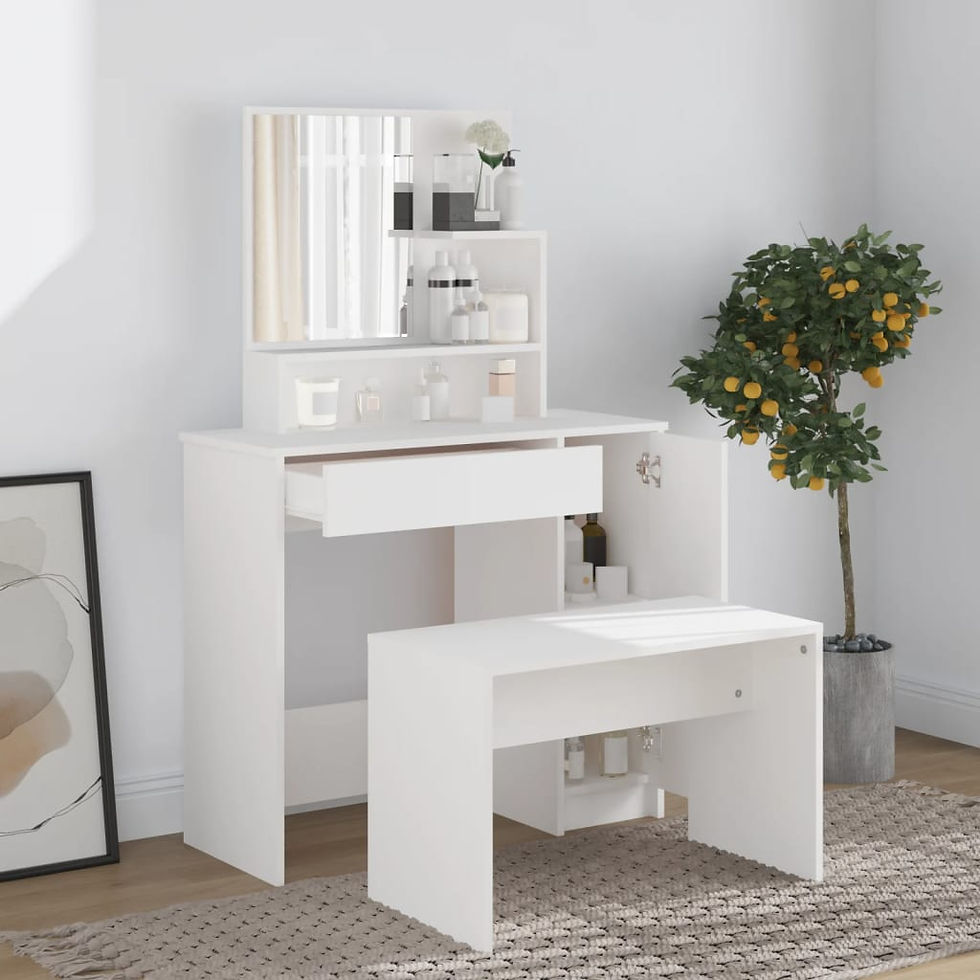 Thumbnail: Dressing Table Set White 86.5x35x136 cm