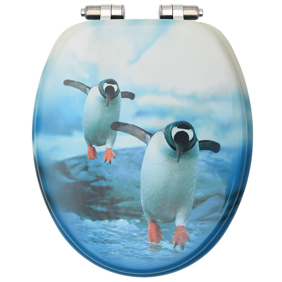 Thumbnail: Toilet Seat with Soft Close Lid MDF Penguin Design