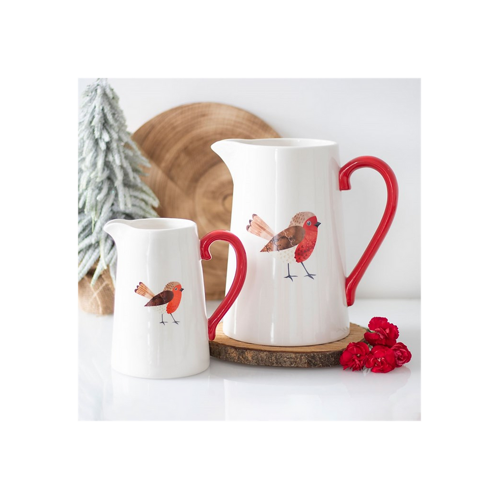 Thumbnail: 17cm Winter Robin Ceramic Flower Jug
