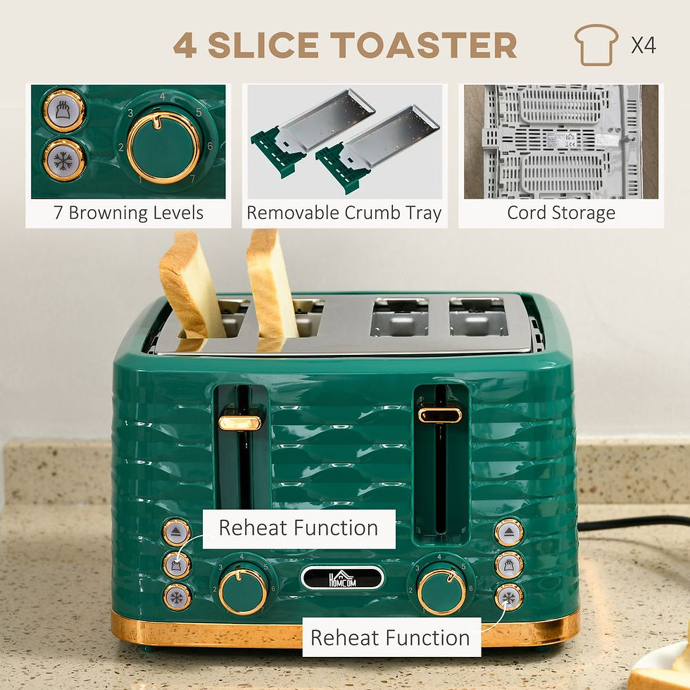 Thumbnail: Kettle and Toaster Set 1.7L Rapid Boil Kettle & 4 Slice Toaster Green