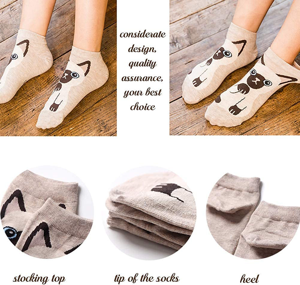Purr-fectly Cute Animal Printed Women's Ankle Socks in Cotton Blend