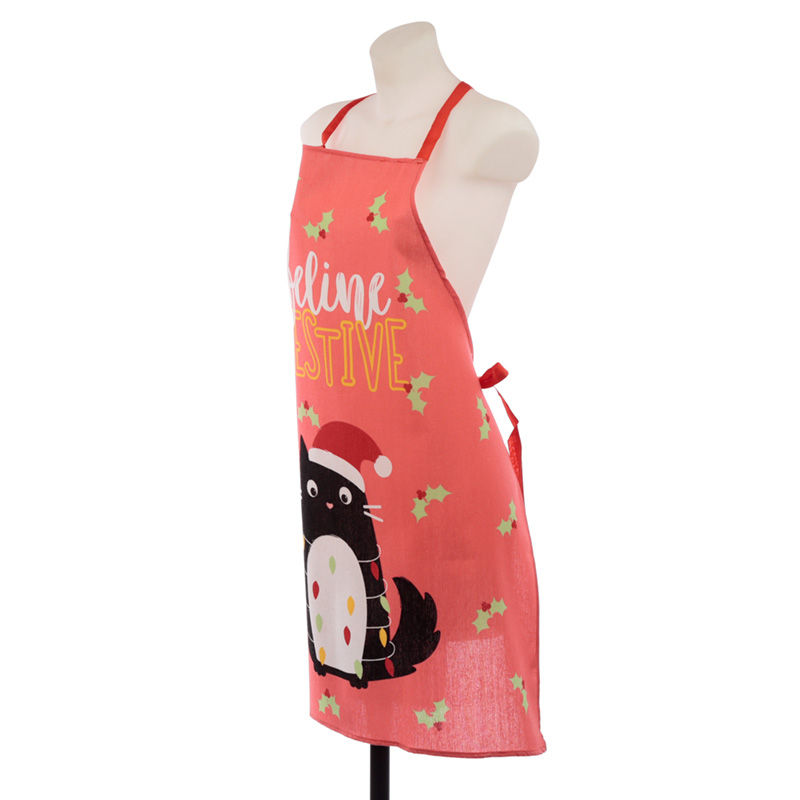 Christmas Cat Festive Feline Poly Cotton Apron Novelty Gift