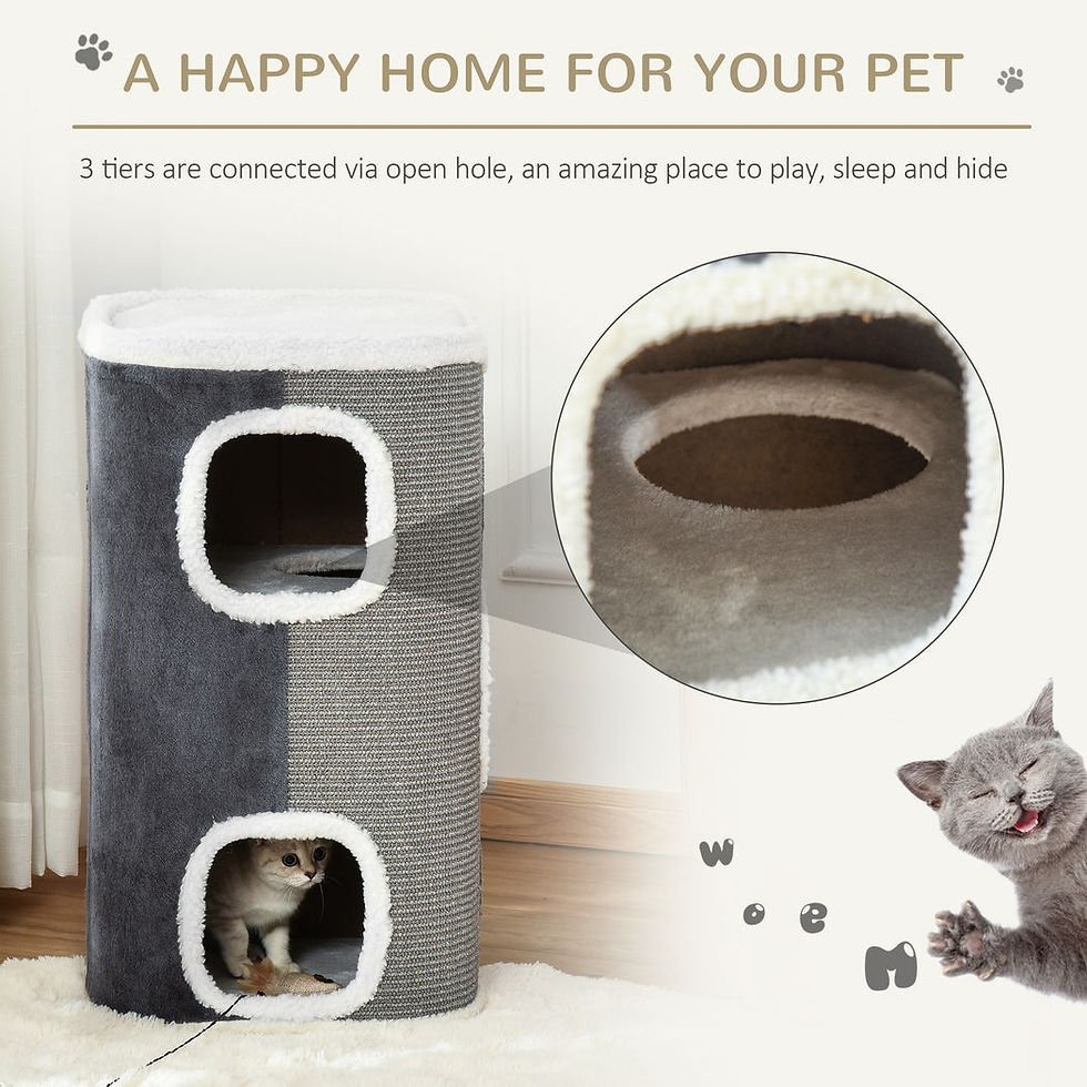 Thumbnail: PawHut Cat Barrel Kitten Tree Tower Sisal Scratching Furniture Climbing Frame