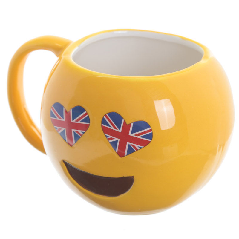 Thumbnail: Novelty Collectable Ceramic Union Flag Heart Eyes Mug Gift