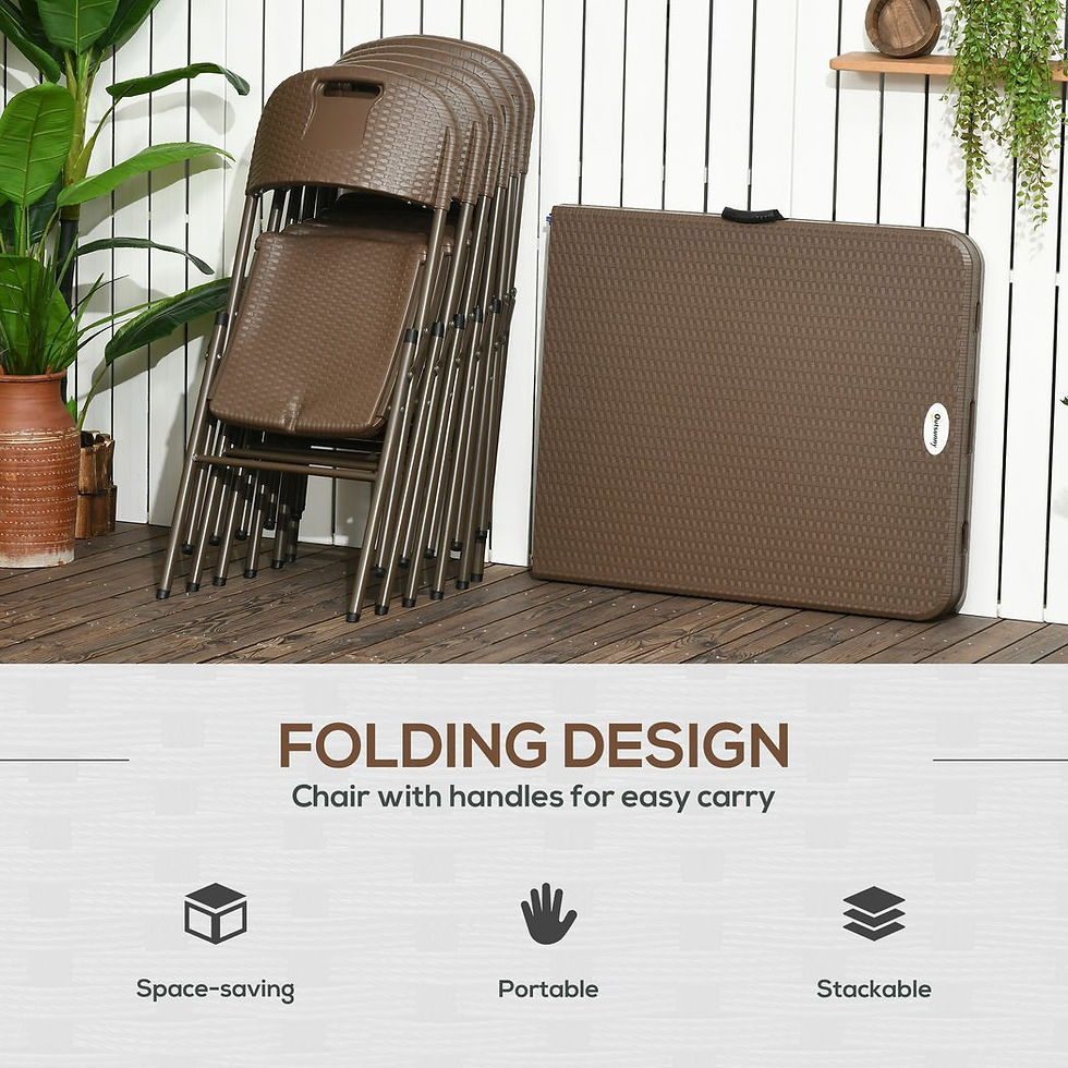 Thumbnail: 7 PCs HDPE Molding Design Resin Rattan Dining Set, Foldable Table & Chairs