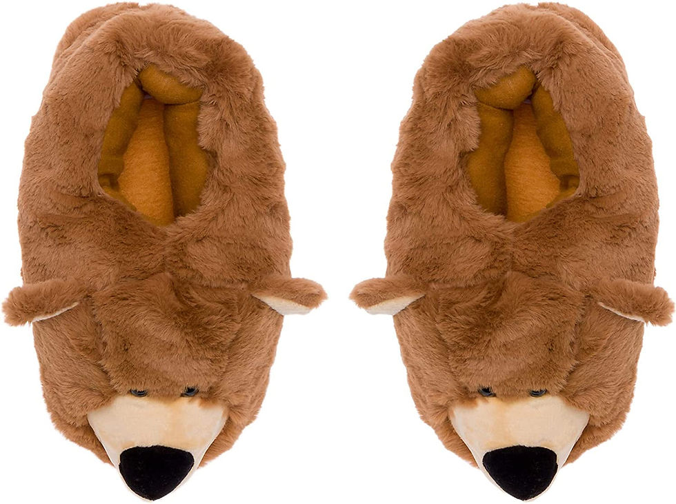 Thumbnail: Bear Face Slippers - Plush Novelty Animal House Shoes w/Comfort Foam