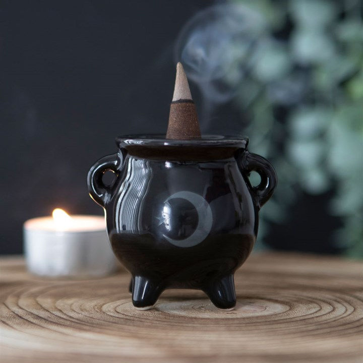 Thumbnail: Mystical Moon Cauldron Ceramic Incense Holder