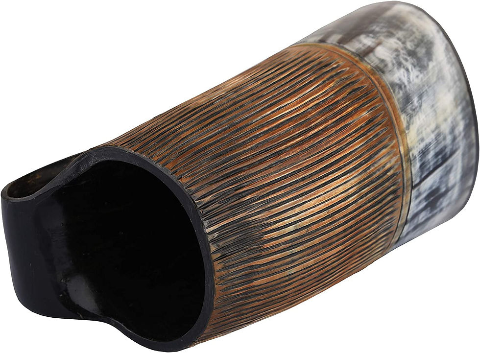 Thumbnail: Drinking Horn Mug Handmade Beer Viking Cup - Striped