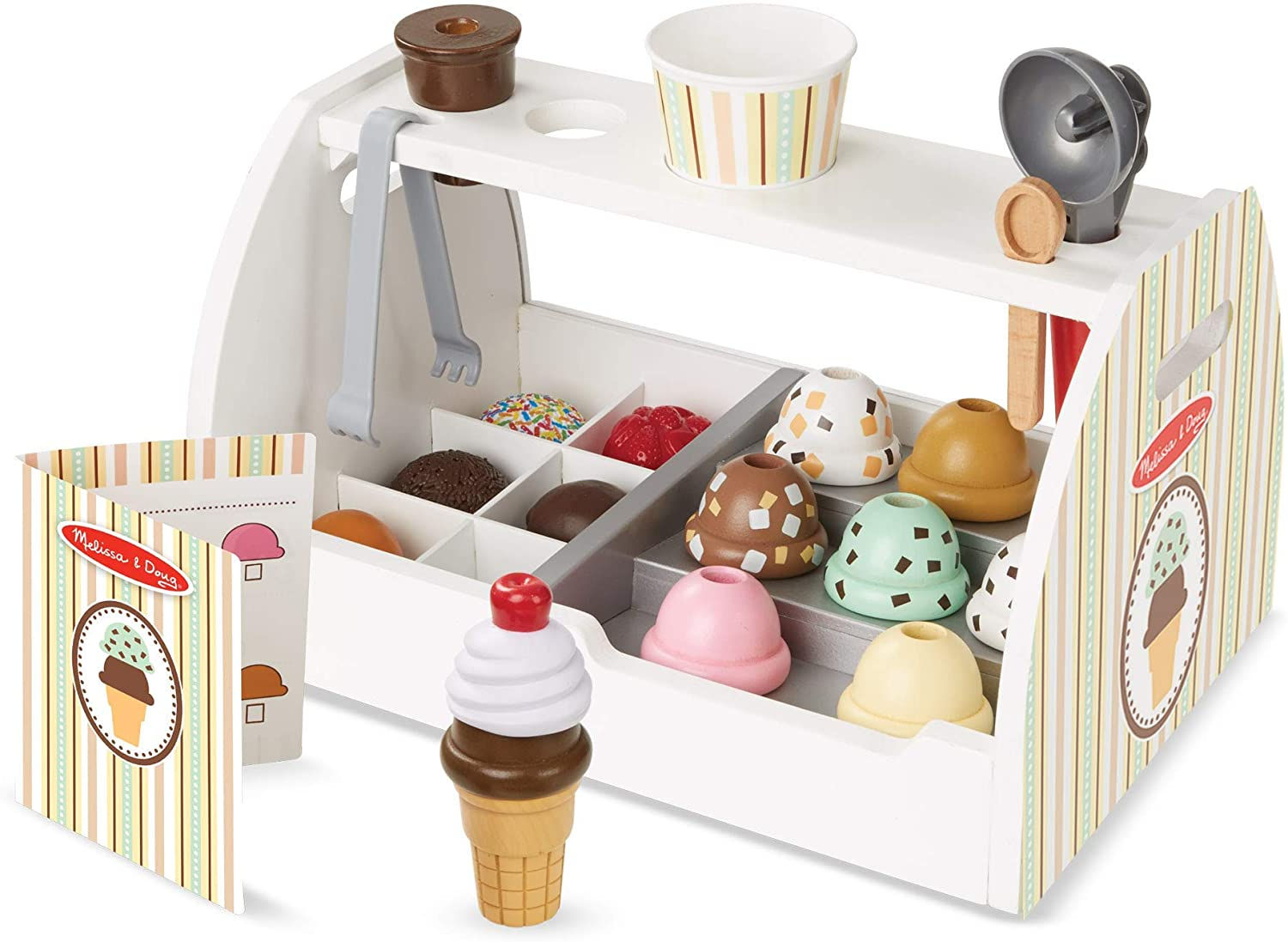 Sweet Treats Wooden Ice Cream Counter: Pretend Play Set for Kids Ages 3 and Up