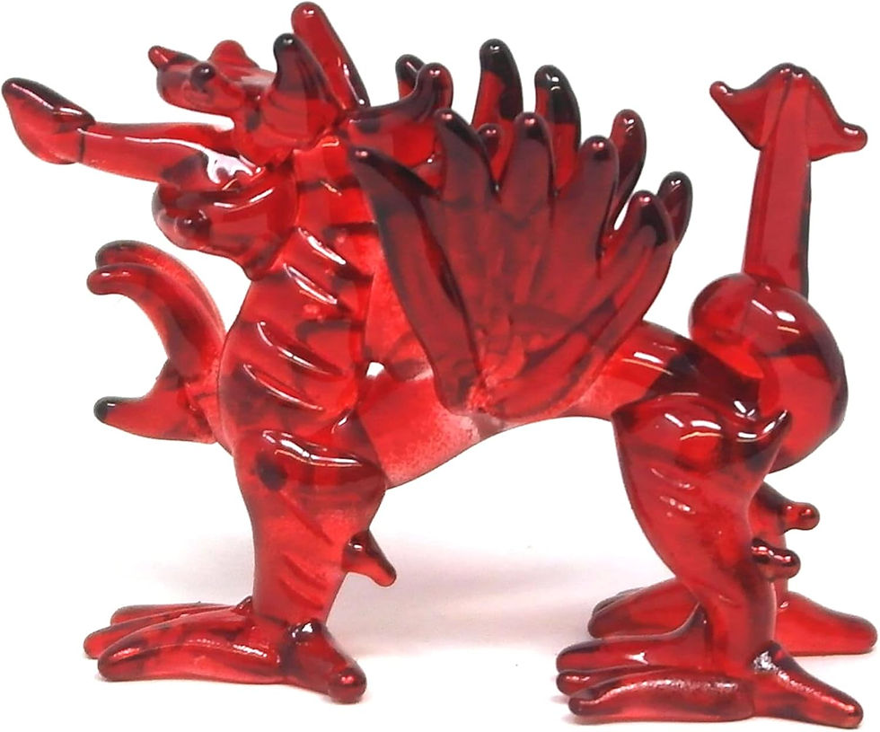 Stunning Small Glass Welsh Dragon, The red Dragon of Wales. (Y Ddraig Goch)
