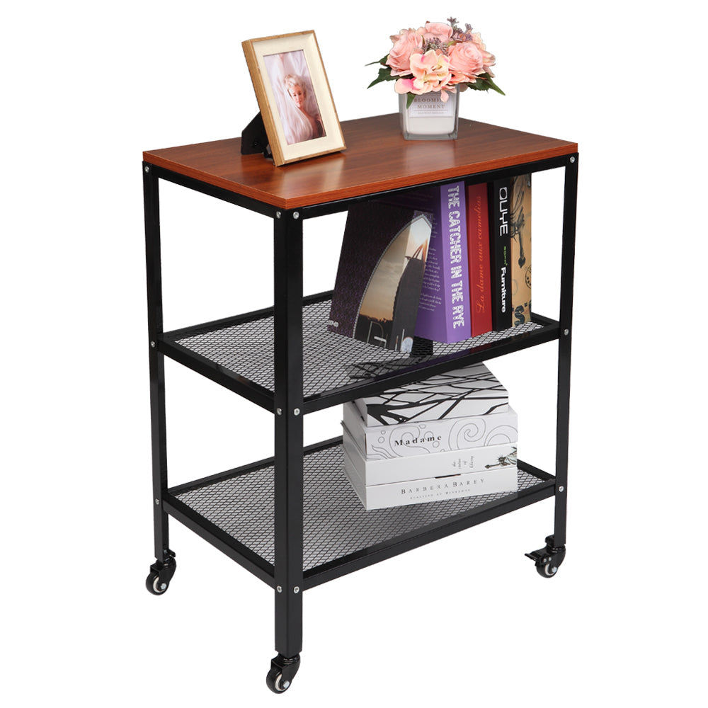 3-Tier Kitchen Microwave Cart, Rolling Kitchen Utility Cart, Standing Bakers Rac