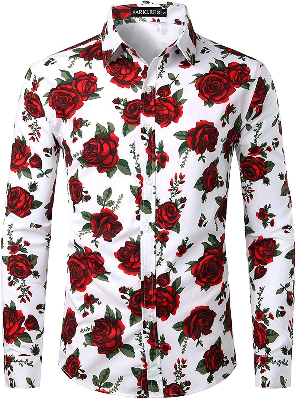 Thumbnail: Modern Abstract Print Slim Fit Button Up Shirt for Men