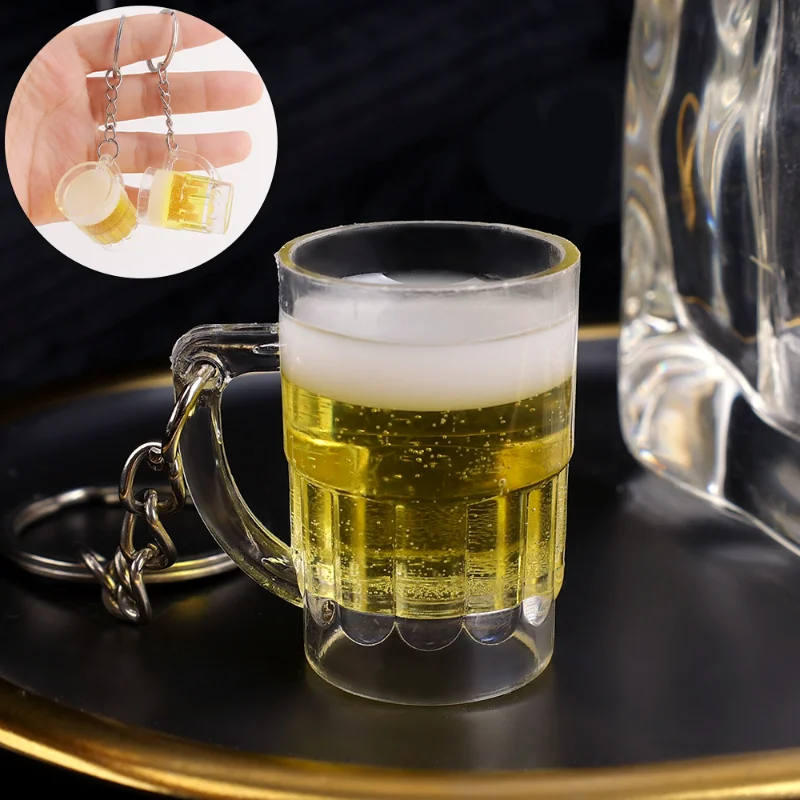 Thumbnail: 1/10Pcs Creative Beer Mug Keychains Mini Drink Keyring Accessories Party Gift 