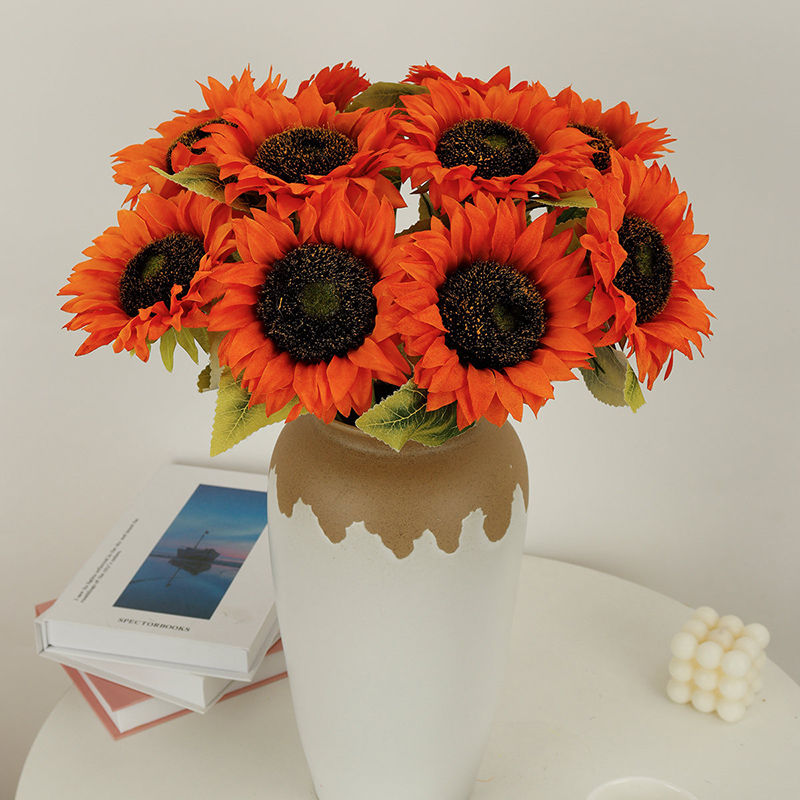 Thumbnail: 5PCS Vintage Simulated Sunflowers - Artificial Flowers for Home & Wedding Decor