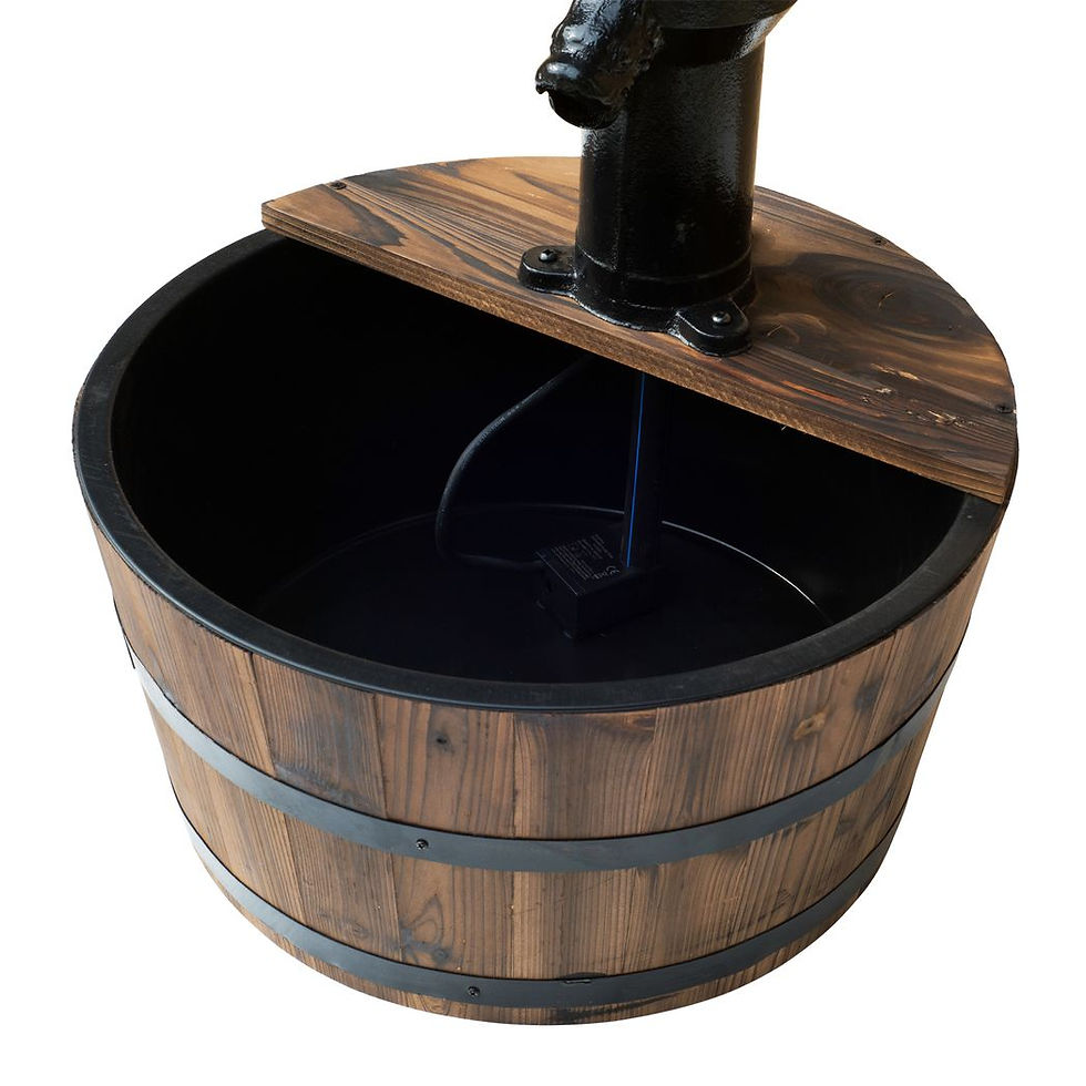 Thumbnail: Barrel Water Fountain Garden Decorative Water Feature w/ Electric Pump