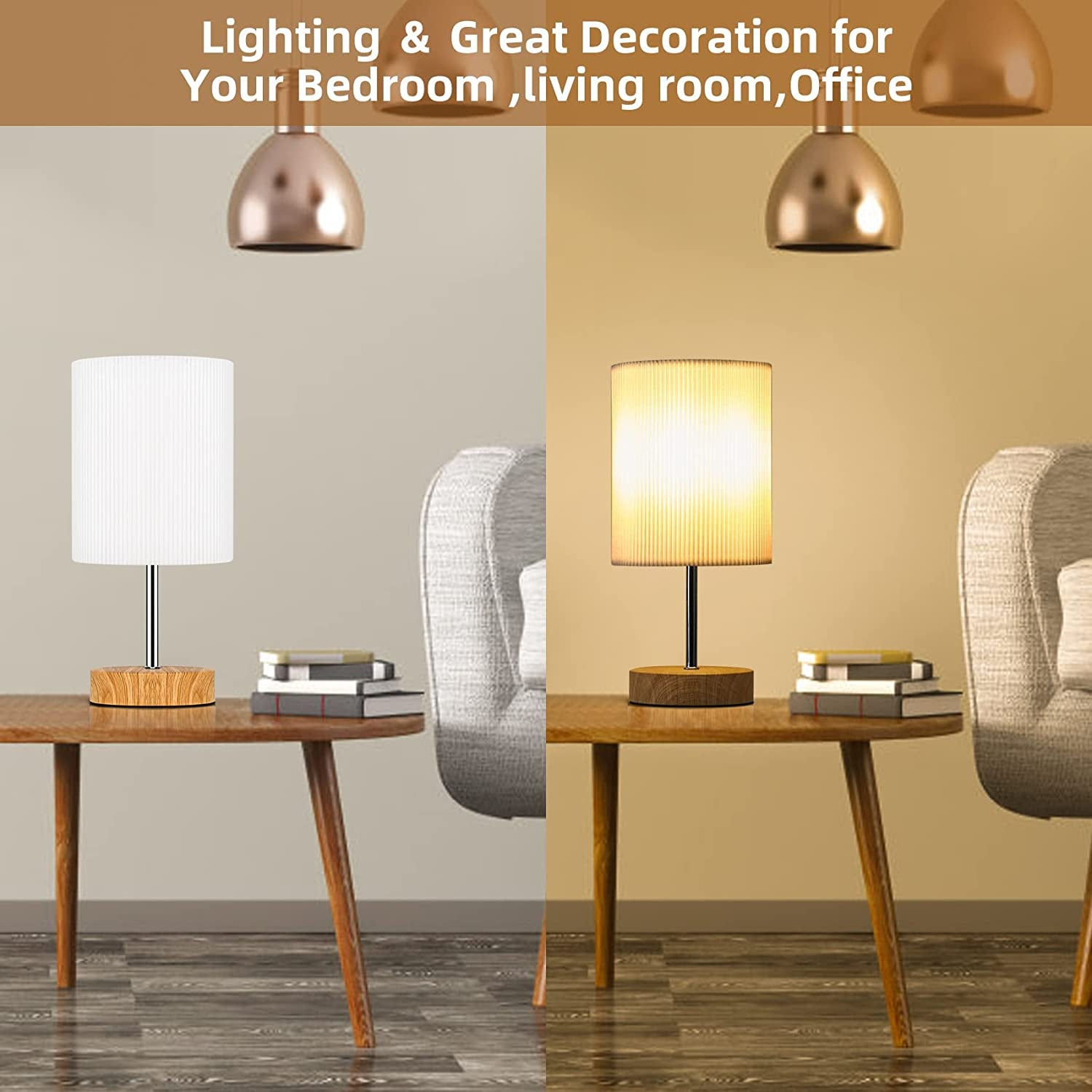 Touch of Elegance: 3-Way Dimmable Bedside Lamp with Beige Shade