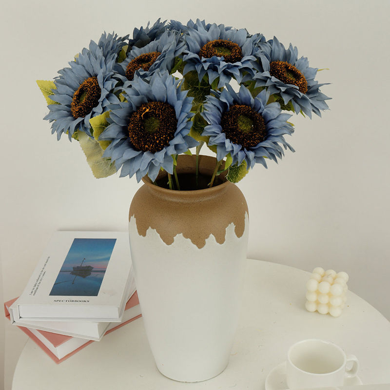 Thumbnail: 5PCS Vintage Simulated Sunflowers - Artificial Flowers for Home & Wedding Decor
