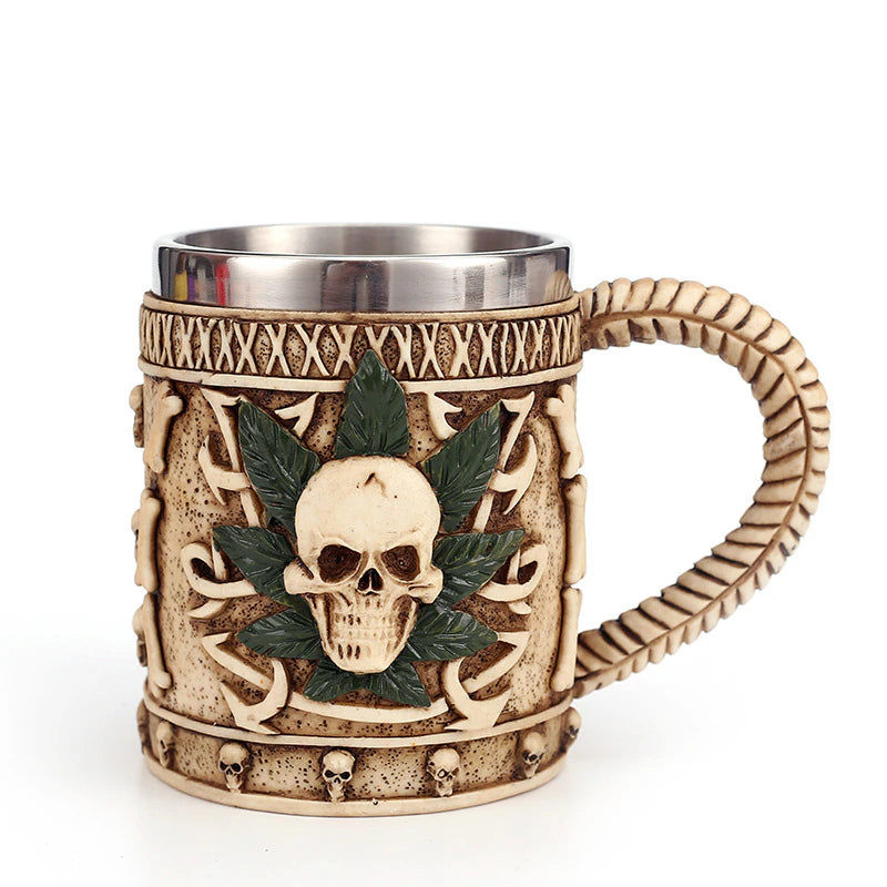 Thumbnail: Creative 3D Skull Beer Mug Resin Stainless Steel Double Layer Coffee Mug Funny M