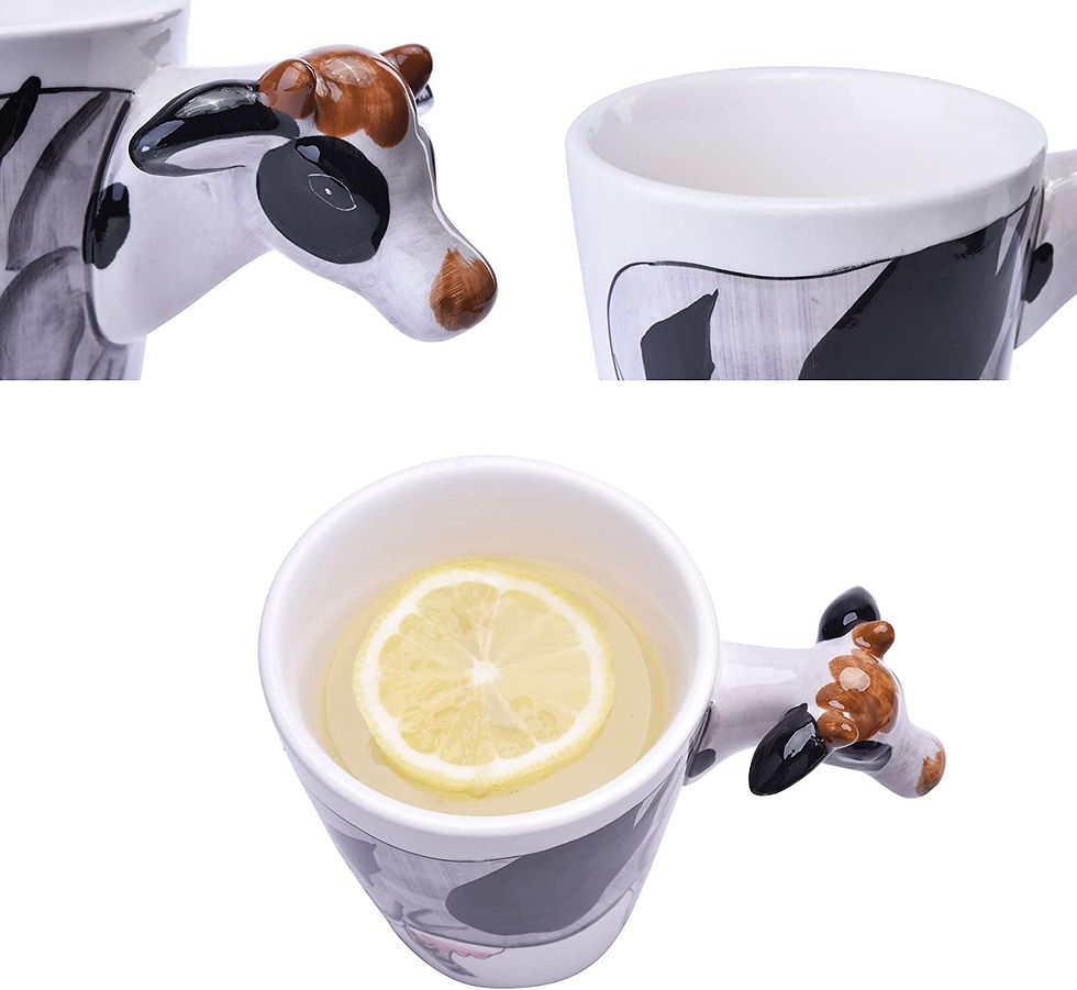 Thumbnail: 3D Pure Hand-Painted Cute Animal Ceramic Coffee Mug Coffee Cup (Cow)