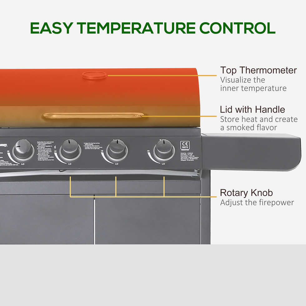 Thumbnail: Outsunny Gas BBQ Grill 4 + 1 Stainless Steel Burner Garden Barbecue Cooker