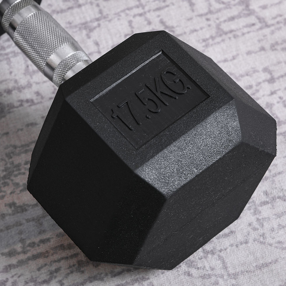 Thumbnail: 17.5KG Single Rubber Hex Dumbbell Portable Hand Weights Home Gym