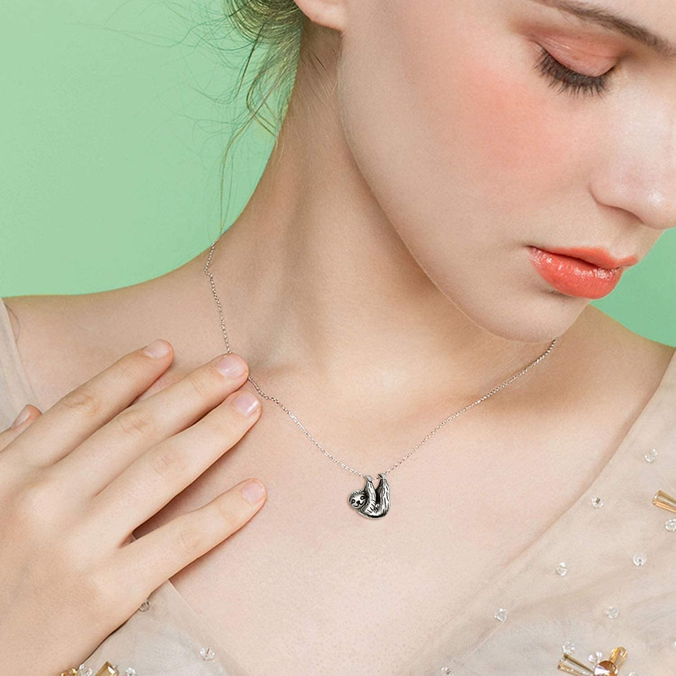 Thumbnail: Sterling Silver Sloth Pendant Necklace Inspired Animal Jewellery for Women Girls