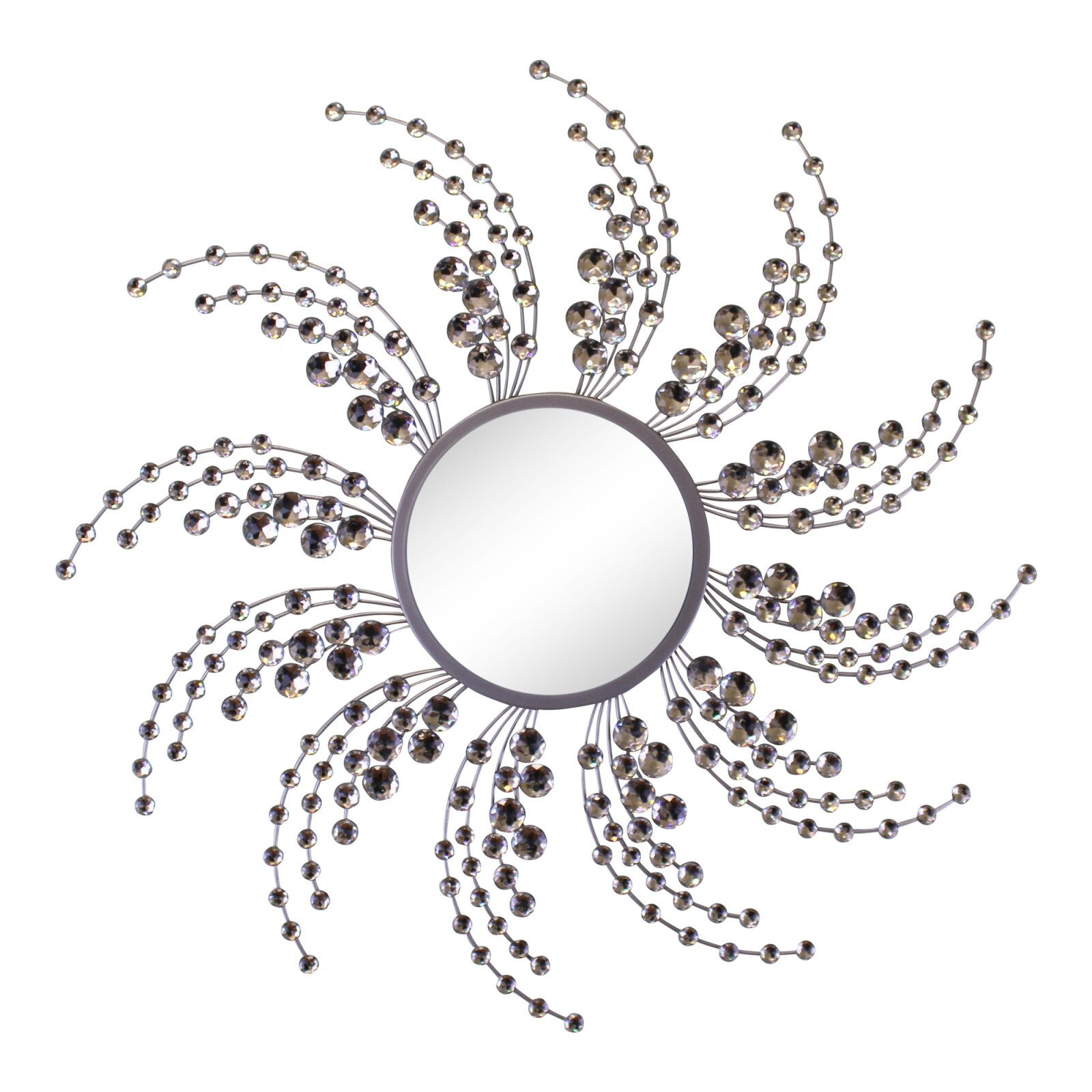 Silver Metal Jewelled Swirl Design Mirror Shipping furniture UK