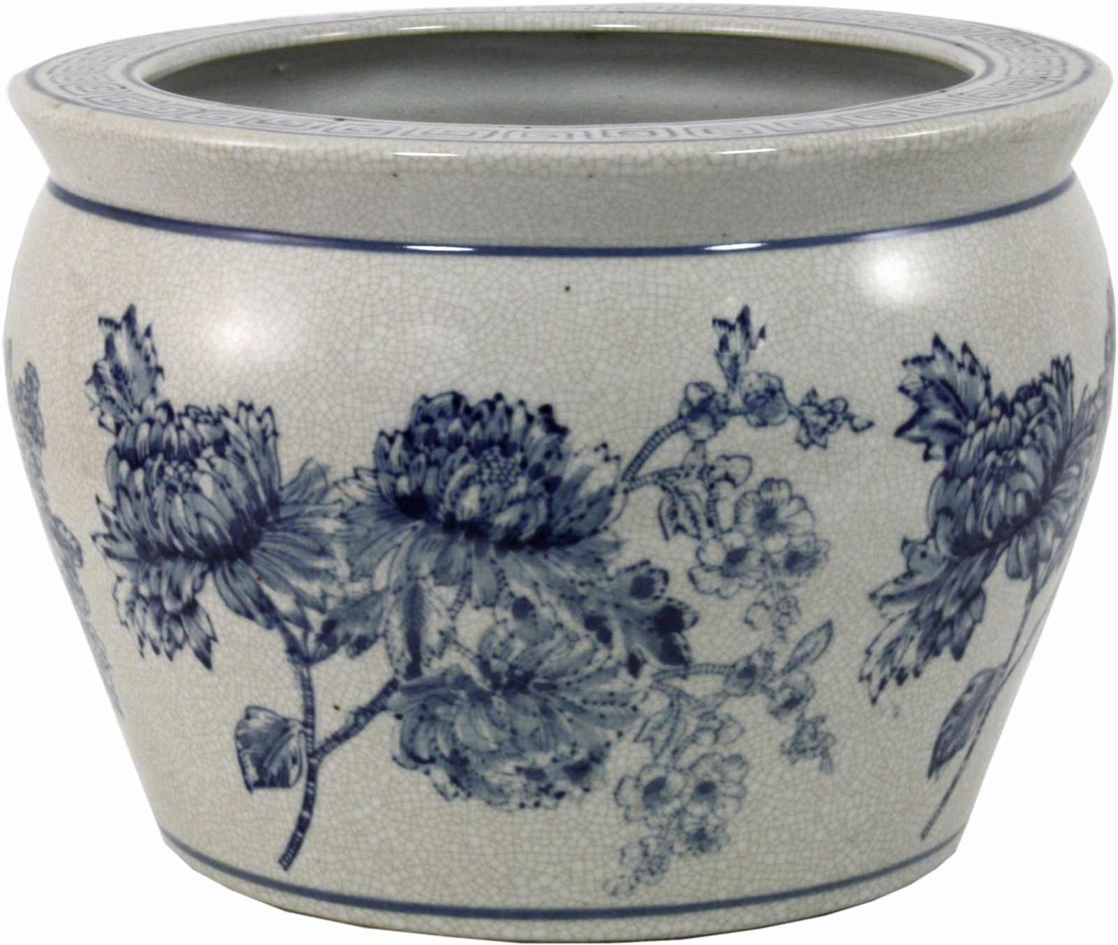 Ceramic Planter, Vintage Blue and White Magnolia Design Shipping furniture UK