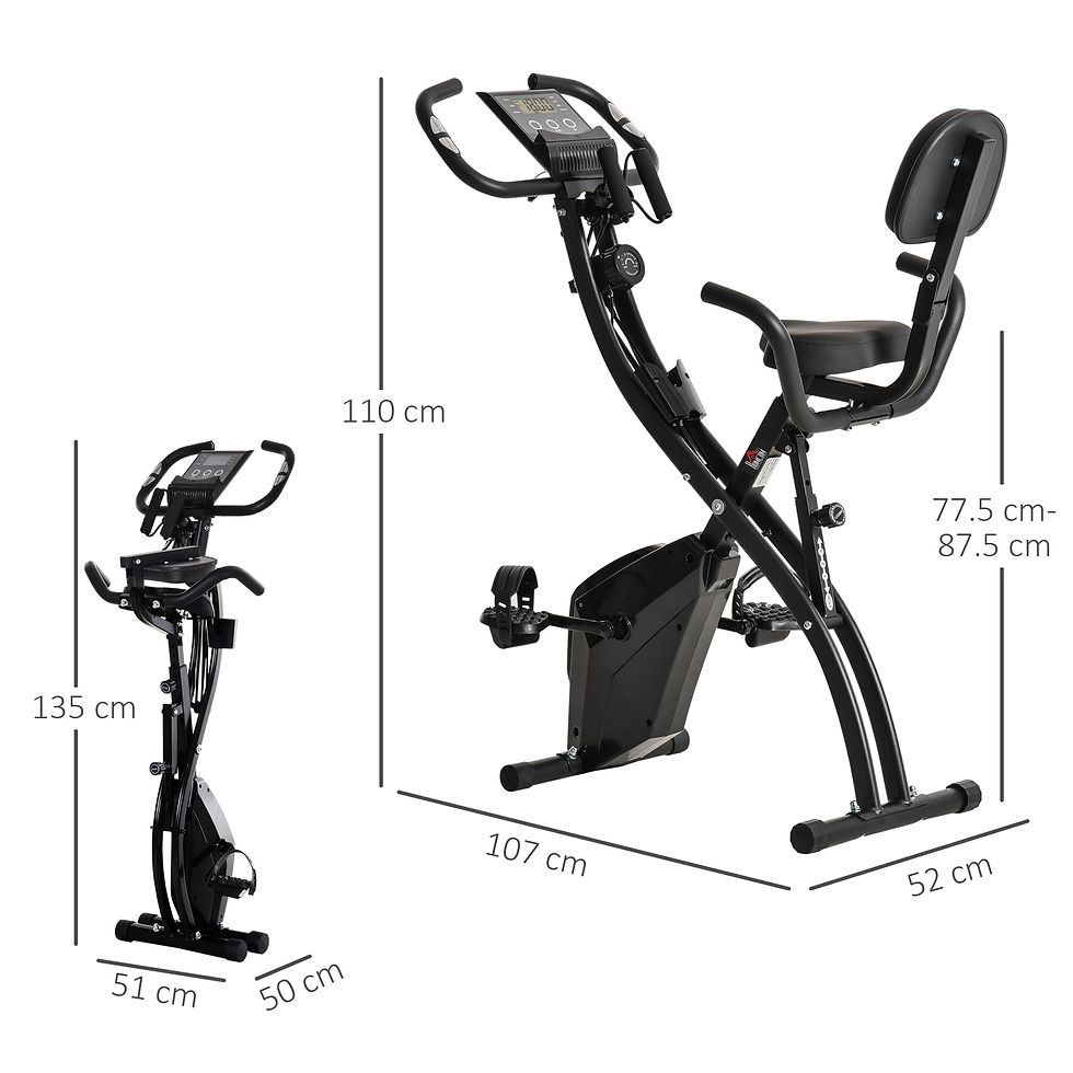 Thumbnail: 2-In-1 Upright Exercise Bike 8-Level Adjustable with Pulse Sensor Black