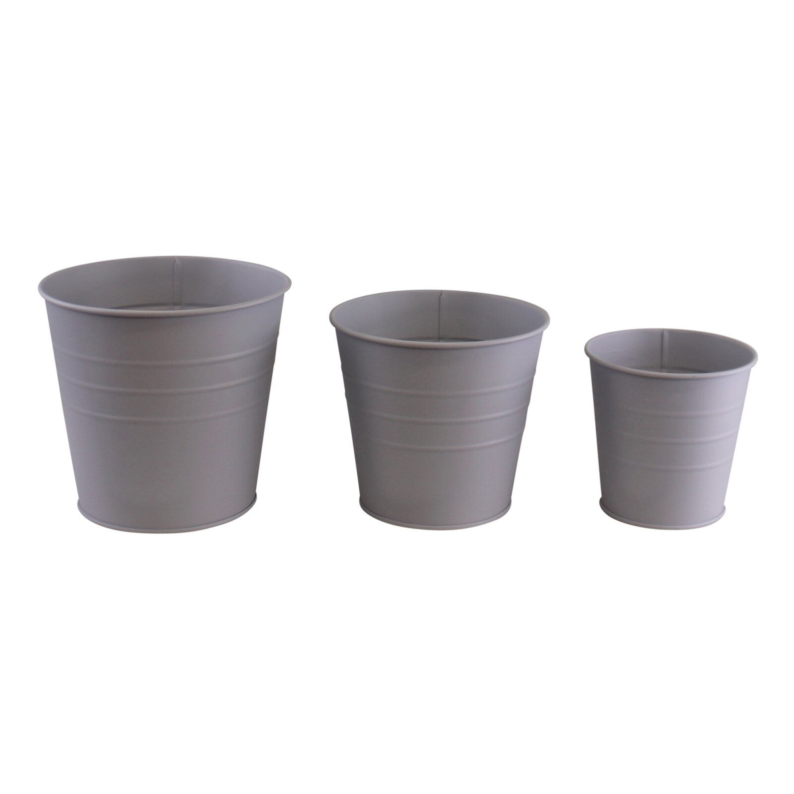 Set of 3 Round Metal Planters, Grey Shipping furniture UK