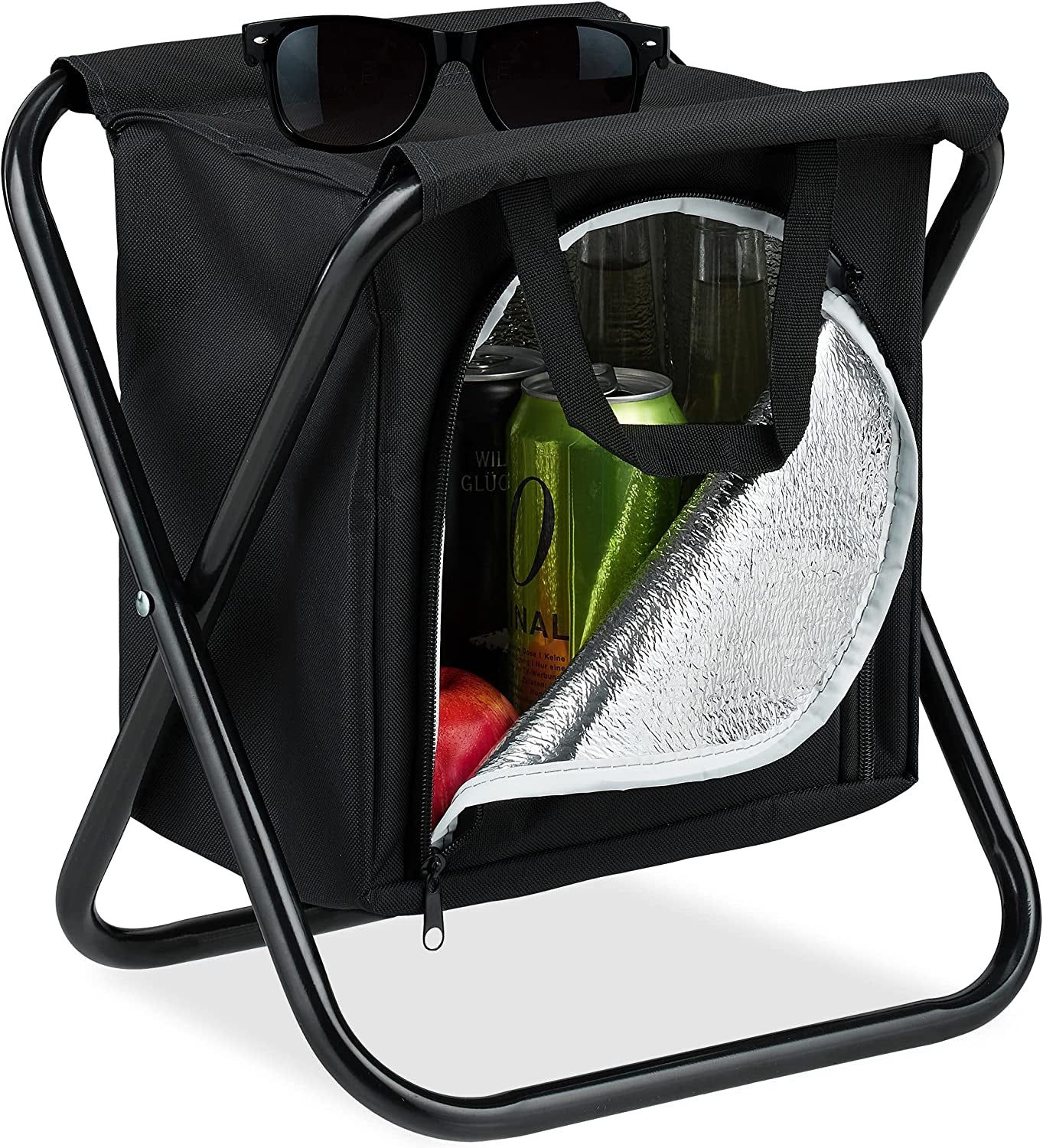 Camping Stool with Cooler Bag, Foldable & Portable, H x W x D x H: 34 x 32 x 26