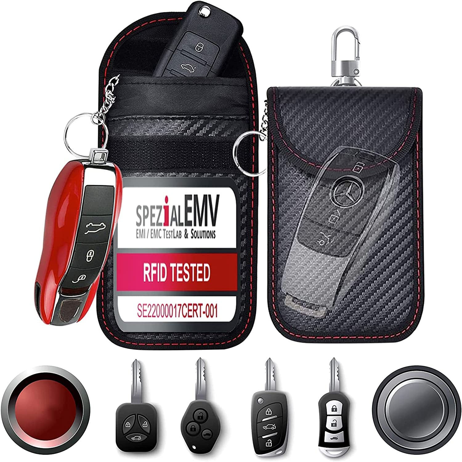 Germany Lab Certified RFID TEST Faraday Pouch for Car Keys 2 Pack